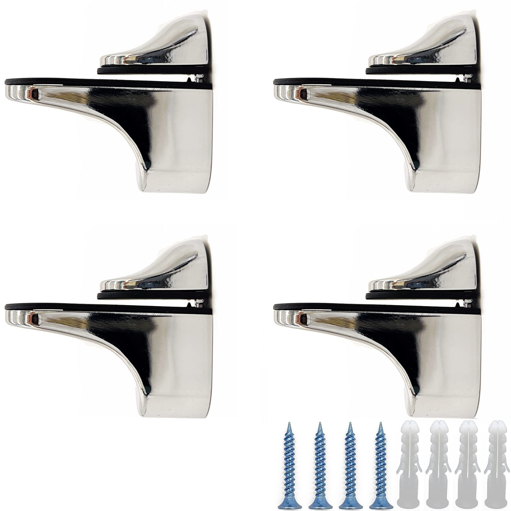 4 Pcs Adjustable Wood/Glass Shelf Bracket Glass Clamp/Hinge Zinc Alloy Support Wall Mounted, Glass Clip Shelf Clamp Holder for 3-20mm Thickness Shelf