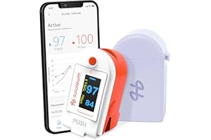Pulse Oximeter Medical Grade by SonoHealth - Fingertip Blood Oxygen Saturation Monitor, Data Recording, Bluetooth-Enabled - Lifetime Mobile App Access