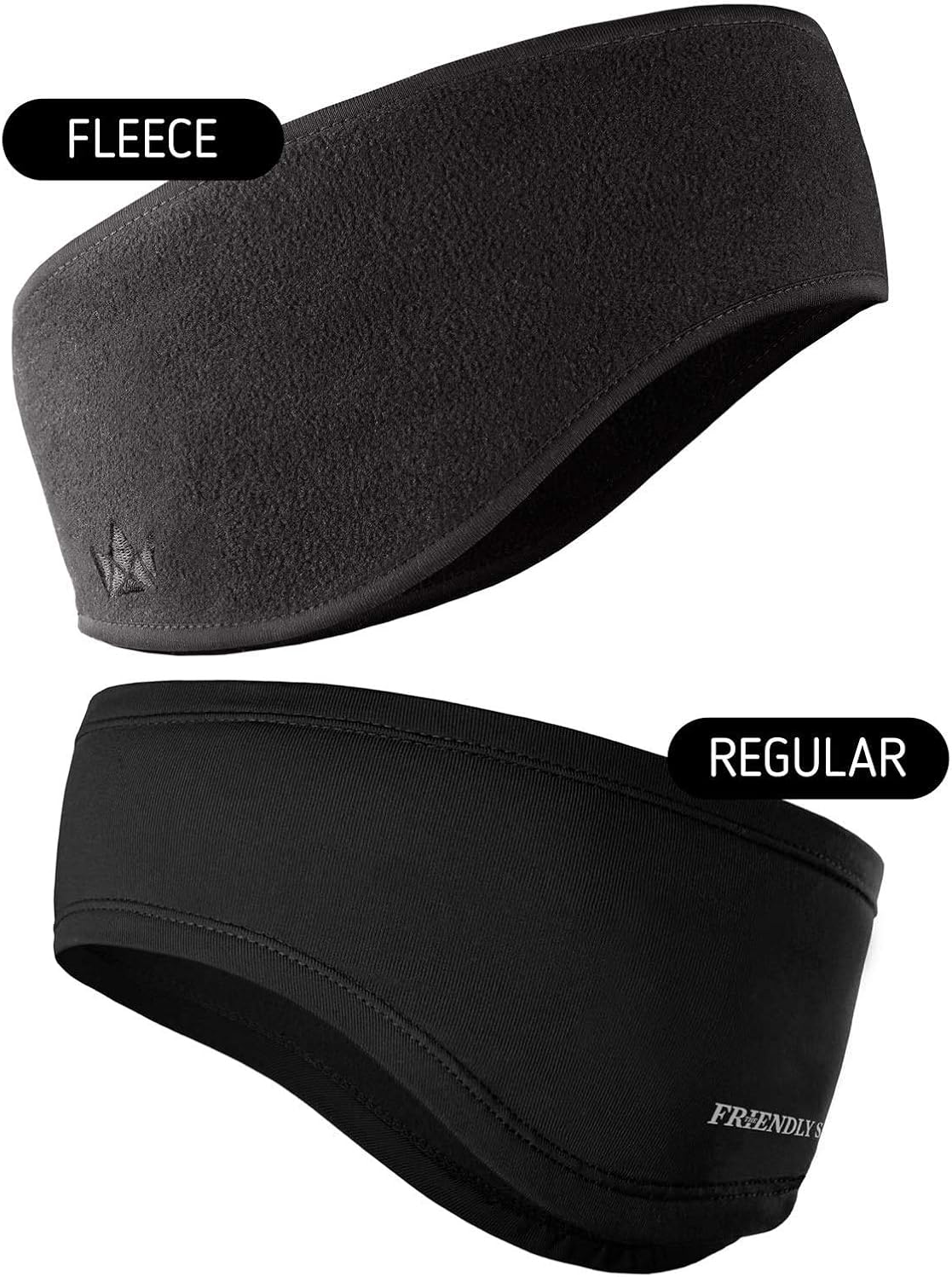 The Friendly Swede Running Headband Ear Warmer - 2-Pack, Sports Headband for Outdoors, Running, Cycling, Hiking - Ideal as Liner Under Helmets (Standard Black) : Clothing