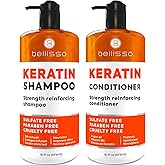 Keratin Shampoo and Conditioner Set - Sulfate Free and Paraben Free - Salon Thickening Treatment for Dry, Damaged, Curly, Frizzy, Straight or Color Treated Hair - Anti Frizz Formula for Women and Men