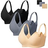 Angelhood 3 Pack Nursing Bras for Breastfeeding Seamless Pregnancy Maternity Bra Wireless Sleep Bralette with Extenders