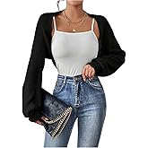 SOLY HUX Women's Long Sleeve Open Front Crop Cardigan Casual Knit Bolero Shrug Sweater