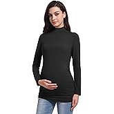 V VOCNI Maternity Shirts Long Sleeve Mock Neck Tshirt Maternity Tops Ruch Sides Pregnancy Tee Top