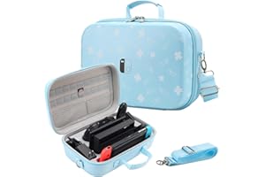 FLYEKIST Switch Case Compatible with Nintendo Switch/Switch OLED Model, Portable Full Protection Hard Shell Soft Lining Travel Carrying Storage Case for Switch Console Pro Controller Accessories(Newest Blue)