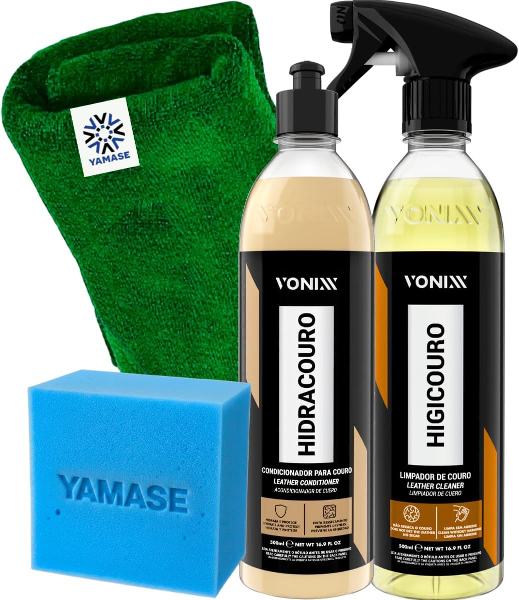 Kit Limpa Hidrata Revitaliza Couro Higicouro Hidracouro 500ml Vonixx | Produtos Para Limpeza de Couro em Geral Banco Bolsa Sapato Jaqueta