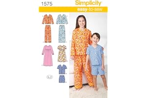 Simplicity 1575 Easy to Sew Girl's and Boy's Pajama Sewing Patterns, Sizes 7-14