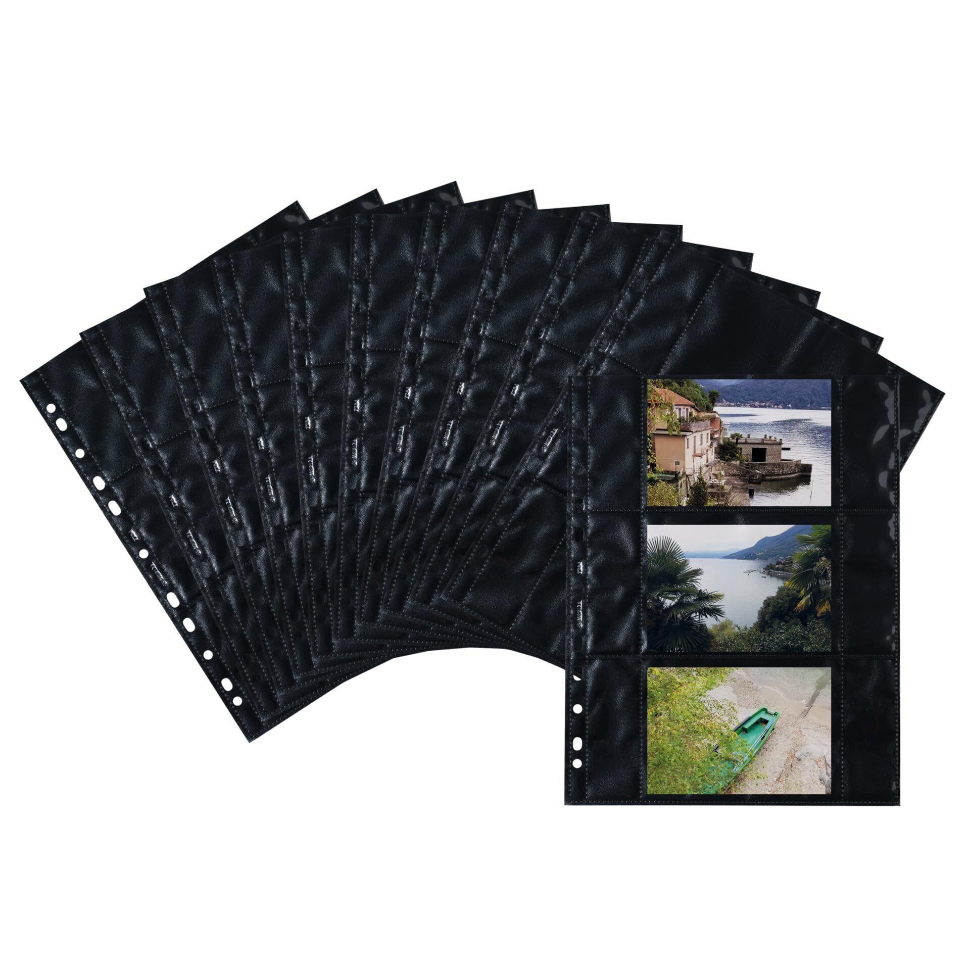 HERMA Photo Pockets for Ring Binder Albums, Acid Free, 13 x 9 cm Landscape Format, 60 Pockets, Black