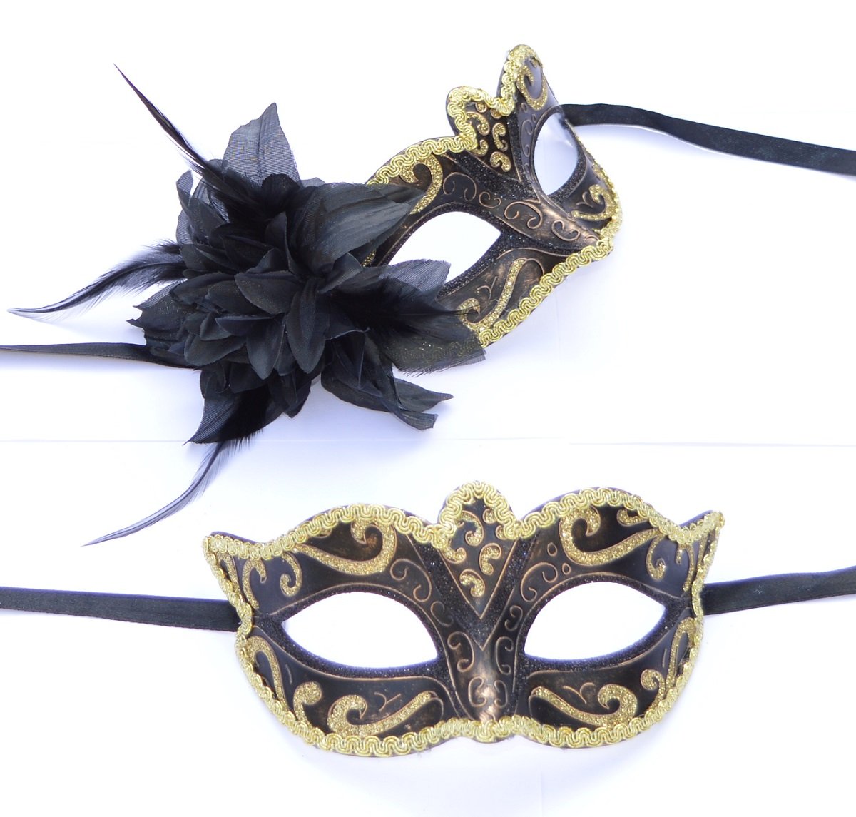 FHS Gold His & Hers Venetian Masquerade Masks for Couples