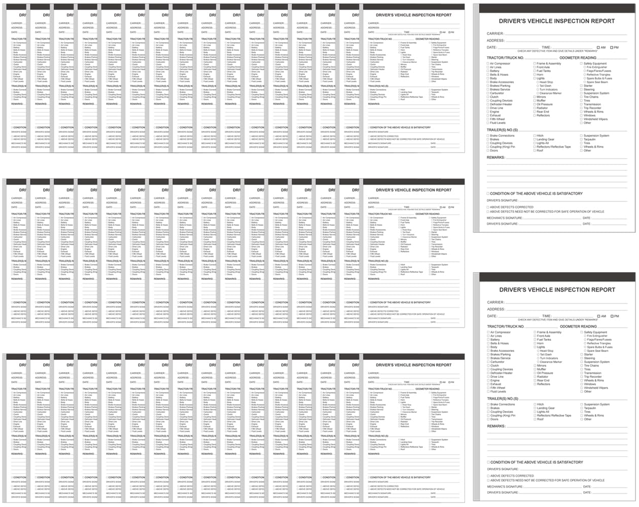 Photo 1 of (50-Pack) Detailed Driver's Vehicle Inspection Report Book Format, 2-Ply Carbonless, 31 Sets of Forms per DVIR Log Book for Truck Drivers, 5.8" x 8.3"