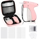 BEVTEE Price Tagging Guns for Clothes (Not Stitch Gun), Retail Price Tag Attacher Guns for Clothing, Includes 5 Needles, 1120 Barbs Fasteners-0.98'' and 1.96'', 50Pcs Price Tags, 1 Hard EVA Bag(Pink)