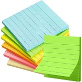 Mr. Pen- Lined Sticky Notes, 3" x 3", 6 Pads, 45 Sheets/Pad | Sticky Notes with Lines, Ruled Post Stickies, Memo Pads, Self-Stick Note Pad for Office, School, Home, Study &amp; Organization
