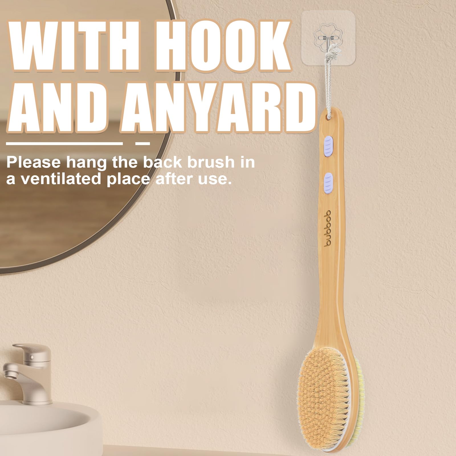 Back Scrubber for Shower,Bath Brush with Long Handle,Bath Brush Body Exfoliator for Wet or Dry Brushing,Men and Women (Blue)