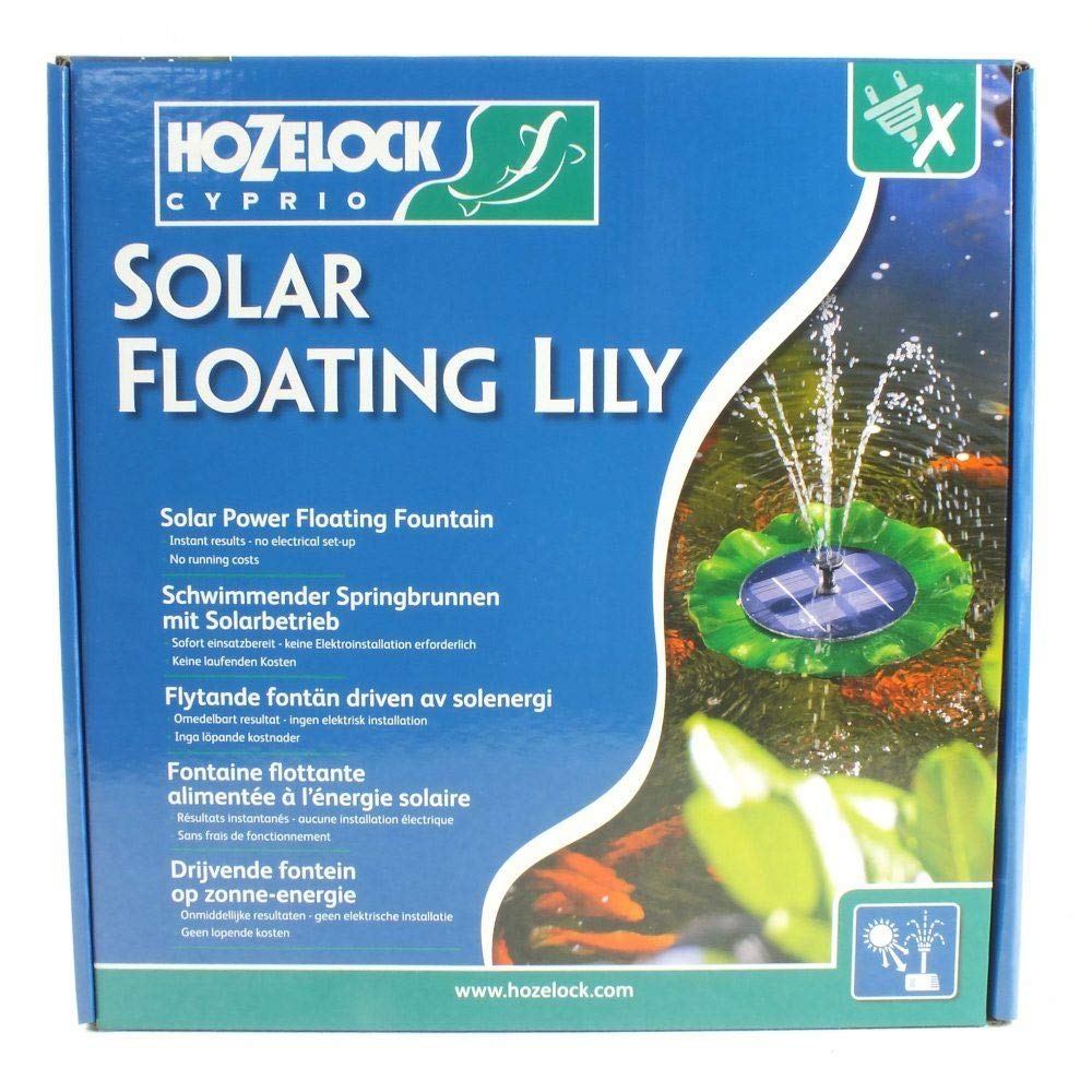 Hozelock Cyprio Solar Powered Floating Lily Fountain Pond Pump 3536