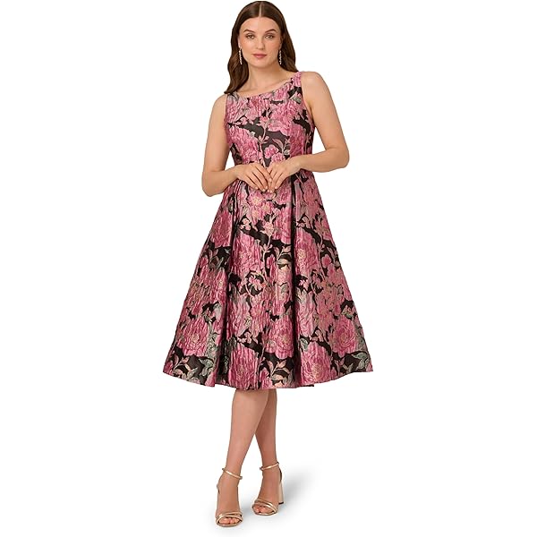 Adrianna Papell Women's Roll Neck Midi Dress, Navy Multi at Amazon Women's  Clothing store