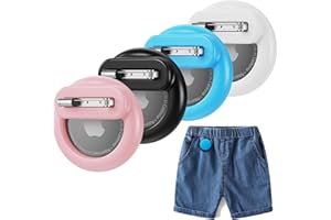 ZUBUHUHU 4 Pack Mini AirTag Holder for Kids, Silicone Hidden AirTag Holder with Safety Pin for Clothes, GPS Tracker Case Clip Compatible with Apple Air Tag (Sky Blue, Pink, Black, White)