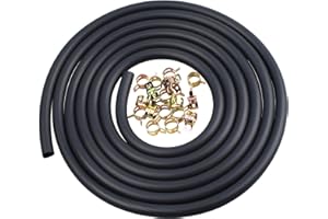 Heymaillc 1/4 Inch ID Fuel Line Hose with 20pcs Hose Clamps 10 Feet for Small Engine Microcultivator Kawasaki Kohler Briggs & Stratton Small Engines Mini Bike ATV Mowing Machines (6mm*11mm)