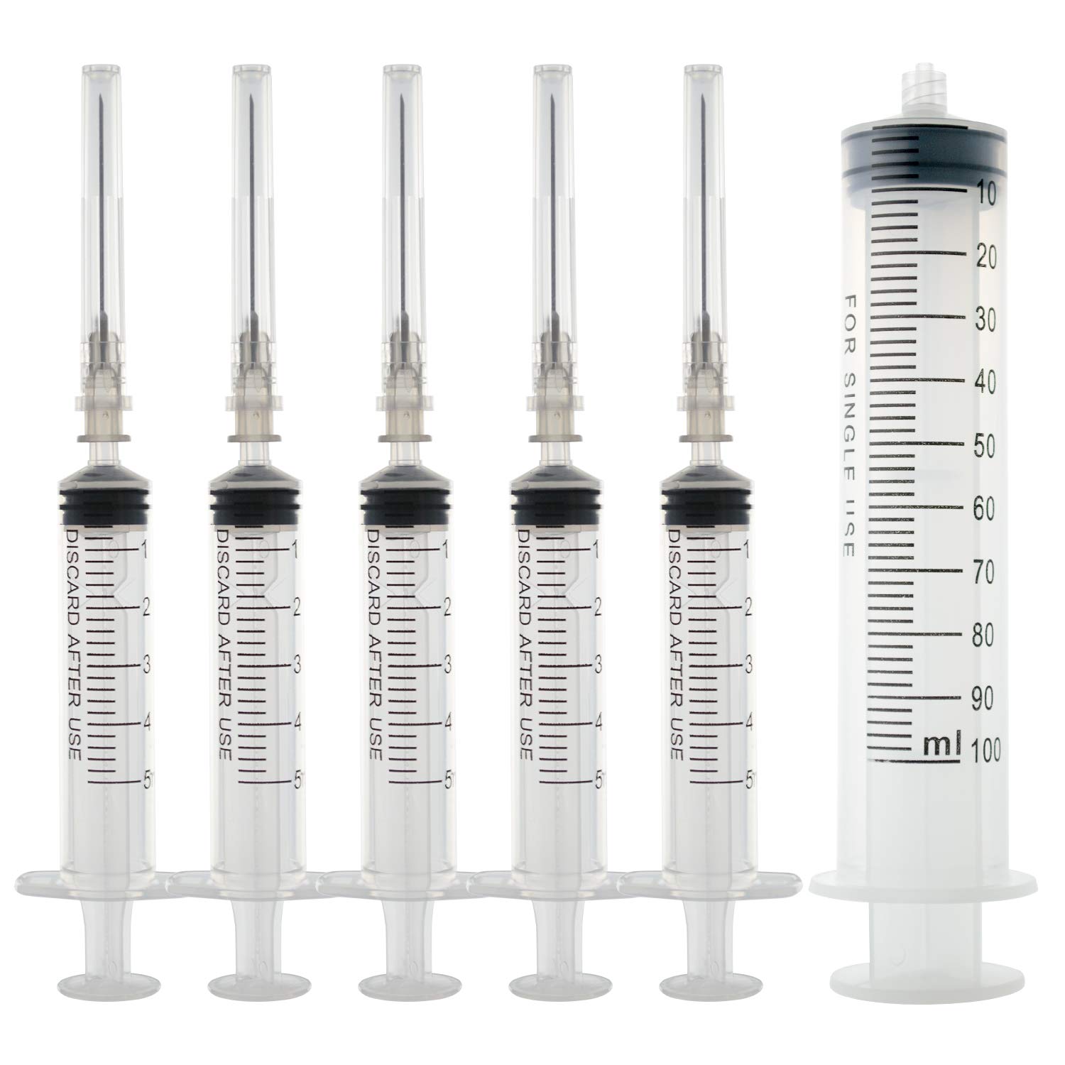 Buy 100 pcs 5ml/5cc Veterinary Syringes with Needles 22g Disposable