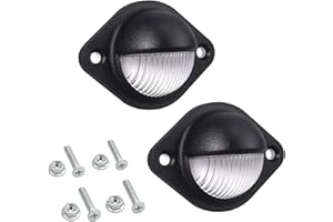 Justech 2 PCS 3LEDs License Plate Light, 12V 24V Waterproof Number Plate Lights, Universal Tag Lights for License Plates Tag Lamps Assembly for Trucks, SUV, Trailers, Van, RV, Boats - Black