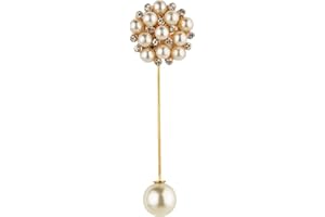 Knighthood White Pearl Rose Gold And Stone Detailing Flower Lapel Pin (S01)