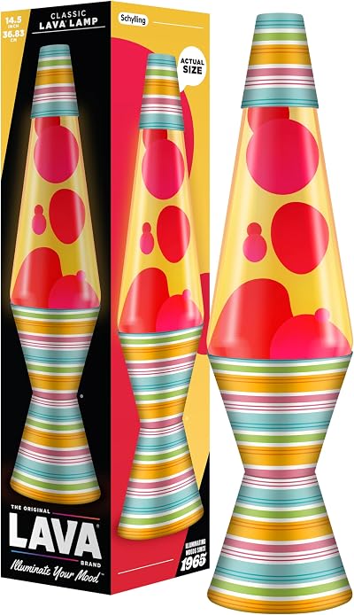 Lava Lamp 2493 Red Wax Yellow Liquid Decorative Base Cap 14.5 inch