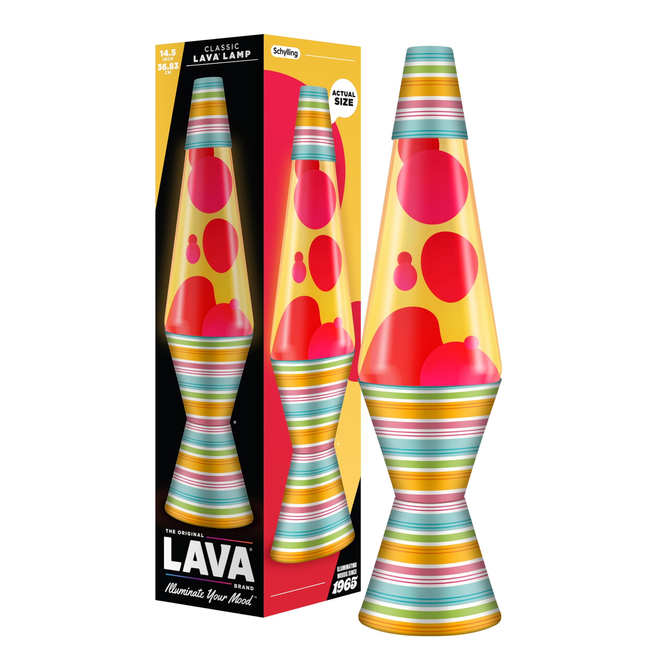 Lava Lamp 2493, Red Wax, Yellow Liquid, Decorative Base and Cap, Original 14.5 inch LAVA® Motion Lamp to Illuminate Your Mood