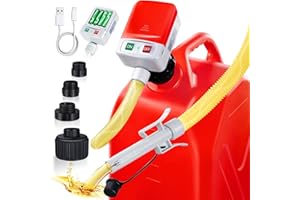 Fuel Transfer Pump with Auto-Stop,3.4GPM, USB & AA Battery Powered,30s Alert Beep,51"Hose Portable Fuel Pump with 4 Tank Adap