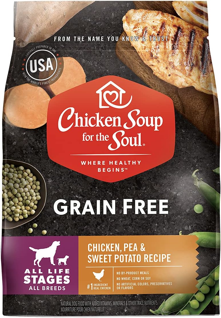 Chicken Soup for The Soul Pet Food Grain Free Chicken Pea & Sweet Potato - Dry Dog Food 25LB - Soy, Corn & Wheat Free, No Artificial Flavors or Preservatives