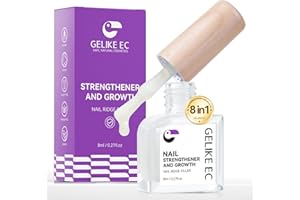 Nail Ridge Filler For Damaged Nails: Gelike ec 8 in 1 Nail Strengthener for Thin Nails and Growth - Protein Nail Ridge Filler with Top Coat Free