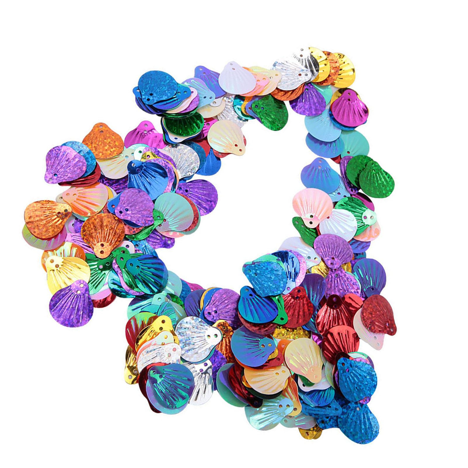 500Pcs Shell Sequins, 18X20mm Handmade DIY Shell Shape Sequins Creative Color Beads Sequins for Craft Wedding Decoration (Golden Mixed Color)