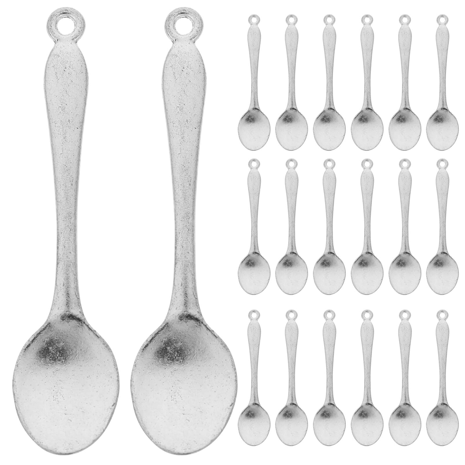 20 Pieces Miniature Spoon Charms - Vintage Tibetan Silver Style Mini Spoon Pendants for Jewellery Making - Tiny Metal for DIY Crafts, Dolls House Decor & Party Themes