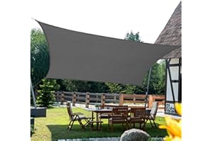 KANAGAWA Sun Shade Sail 8'x12' Dark Gray Rectangle UV Block Canopy Awning Shelter Fabric Cloth Screen for Outdoor Patio Garden Backyard