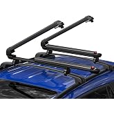 BougeRV Lockable Ski &amp; Snowboard Racks, Extension with Sliding Feature, 28'' Fits 6 Pairs Skis or 4 Snowboards, Crab Mounting System Fits for Square/Aero/Oval Cross Bars