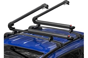 BougeRV Lockable Ski & Snowboard Racks, Extension with Sliding Feature, 28'' Fits 6 Pairs Skis or 4 Snowboards, Crab Mounting System Fits for Square/Aero/Oval Cross Bars