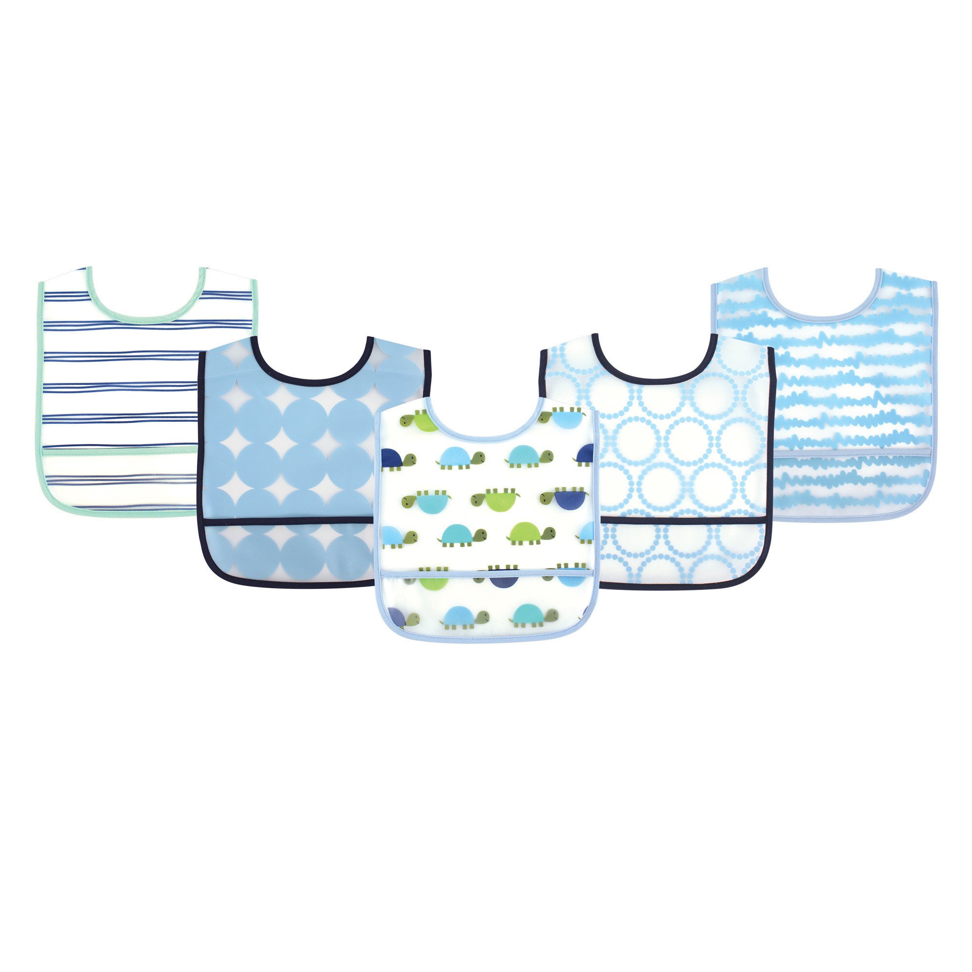 Luvable Friends Unisex Baby Waterproof PEVA Bibs, Turtle, One Size