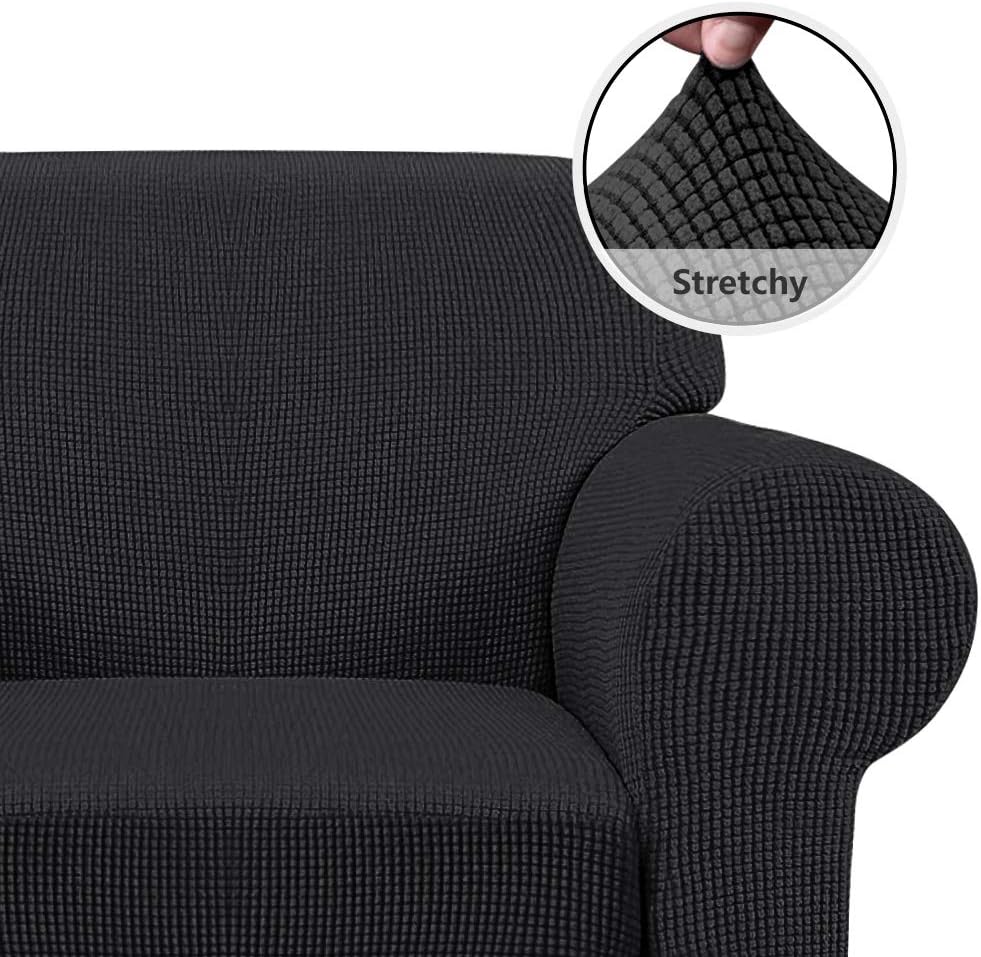 iCOVER Chair Sofa Slipcover, One Piece High Stretch Armchair Couch Cover, Machine Washable Spandex Jacquard Fabric, Bottom Elastic Easy to Install, Non-Slip Furniture Protector,Black: Home & Kitchen