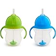 Munchkin® Any Angle™ Weighted Straw Trainer Cup with Click Lock™ Lid, 7 Ounce, 2 Count (Pack of 1), Blue/Green