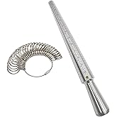 Yasumai Aluminium Ring Sizer Mandrel Finger Sizing Measuring Stick and Stainless Iron Ring Sizer Guage Set 0-13