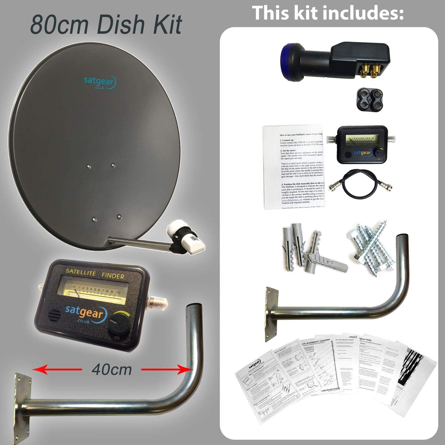 Satgear 80cm Satellite Dish Kit for Freesat with Quad Amazon.co.uk