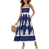 Simlakey Summer Dress for Women Boho Floral Sundress 2025 Flowy Casual Spaghetti Strap A Line Beach Vacation Maxi Dress