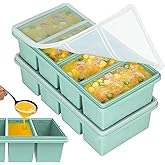 Silicone Freezer Trays with Lids, 1-Cup Soup Container Style Ice Cube Trays for Freezer - Leakproof, Dishwasher,Oven Safe, Stackable, Ideal for Frozen Broth, Leftovers & Meal Prep, BPA Free 2 Pack