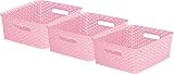 CURVER My Style Rattan Effect Set of 3 Storage Baskets 13 L Pink