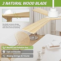 KAPOEFAN 52" Wood Ceiling Fan without Light with