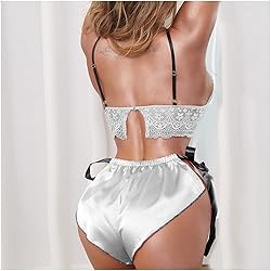 Women's Nightgown Two Piece Lace Satin Spaghetti