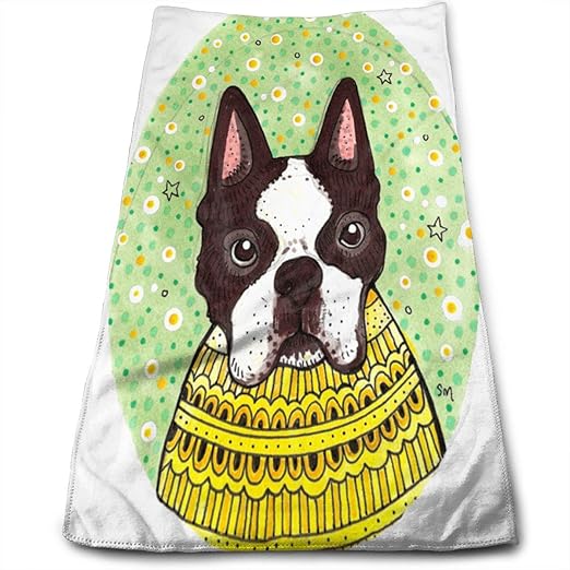 Amazon かわいいボストンテリアブルドッグタオル フェイスタオル マイクロファイバー 瞬間吸水 抗菌 防臭 ふわふわ 肌触り抜群 30ｘ70cm フェイスタオル ホーム キッチン オンライン通販