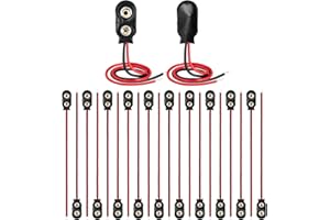 CHANZON UL Wires 20PACK 9v Battery Dual Connector Clip UL Wires I Type Snap with Pigtail Housing Soft Leather Leads Wires for Adapter Replacement Terminal