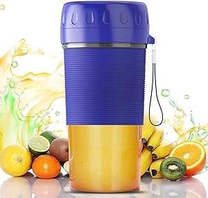 Portable Blender, Personal Blender with BPA Free Tritan Blender Bottles, USB Rechargeable Blenders for Shakes and Smoothies, 300ML Fruit Juicer One-handed, Useful&Convenient, Home&Office&Library&Gym