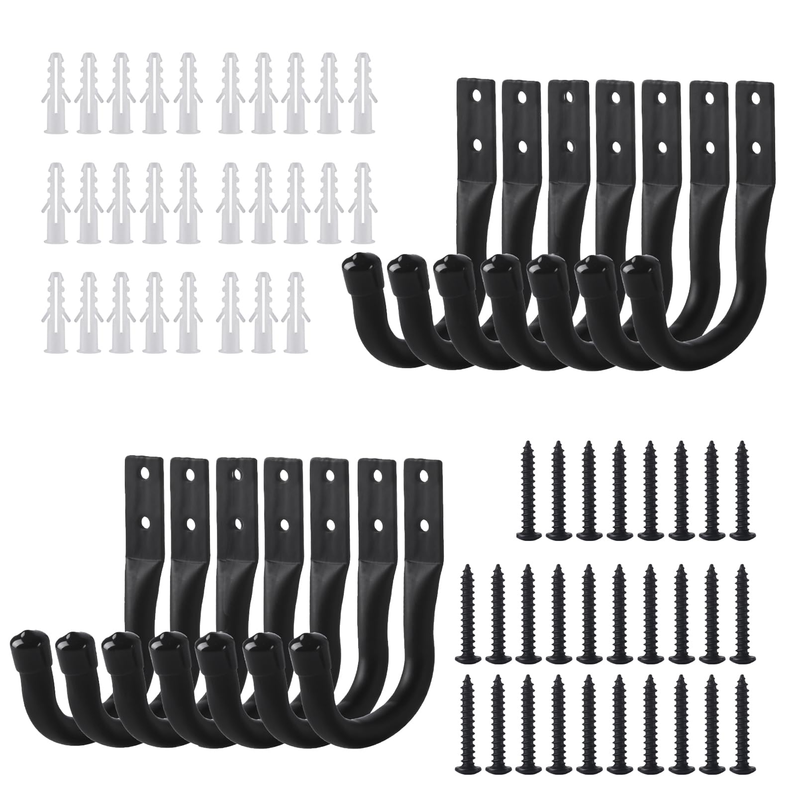 ALAHUGYEF Garage Hooks, 14 Pcs Ladder Storage Hooks for Hanging Heavy Duty Hooks, Wall Mounted Garage Hanger Brackets for Wall Bike Chair Garden Hose Tool Storage