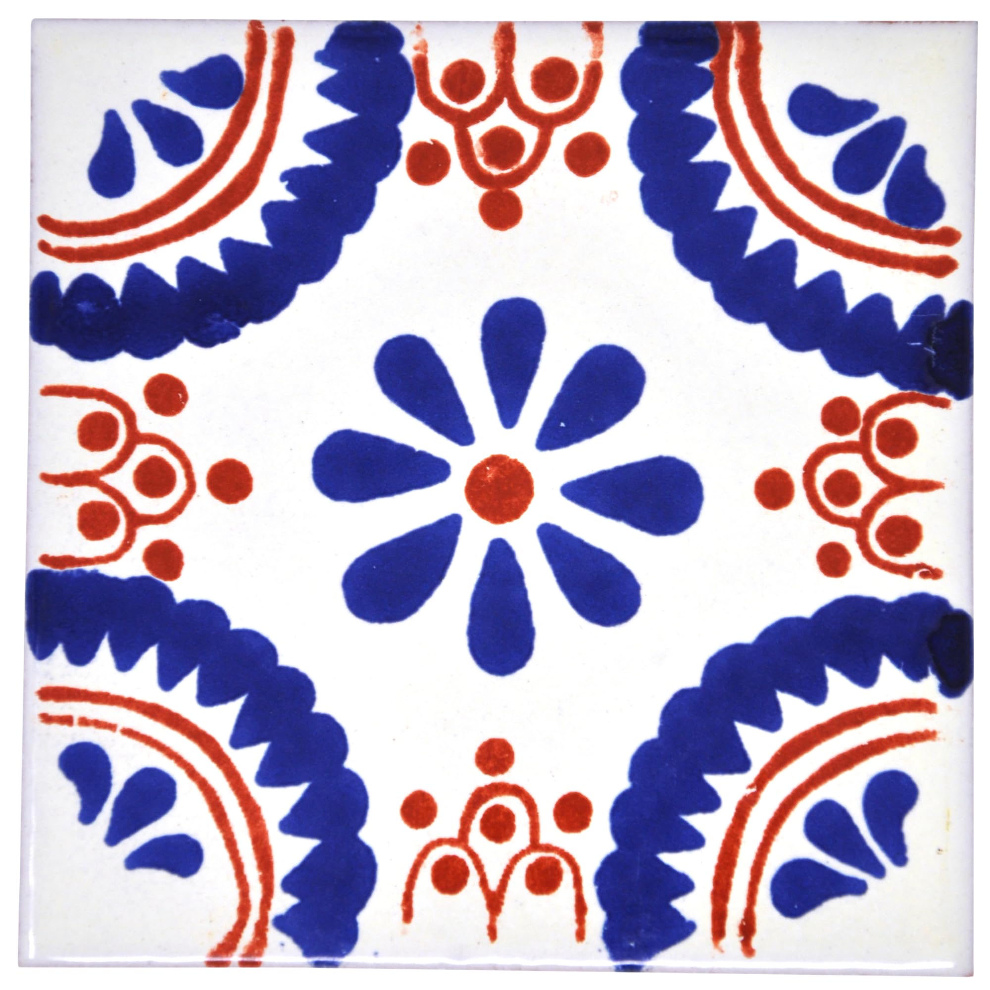 Tumia LAC Handmade Mexican Talavera Tile - Authentic Style Jose Ceramic Tiles for Crafts, Backsplashes and Home Improvement - 10 Pack