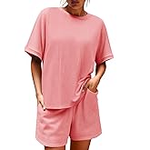 Imily Bela Womens 2 Piece Outfits 2025 Oversized Summer Short Sets Casual Beach Ribbed Short Sleeve Matching Set