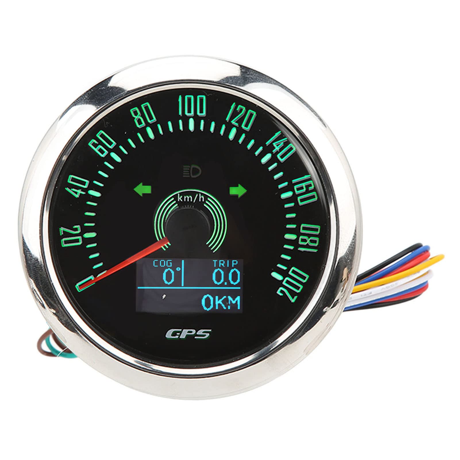 Fockety MPH GPS Speedometer Odometer, 3 in 1 200MPH 85mm 9‑32V Tachometer with 7 Color Backlit, Antifog Universal Waterproof Speed Meter Gauge for Boat Car Truck Motorcycle Marine (Black Dial)